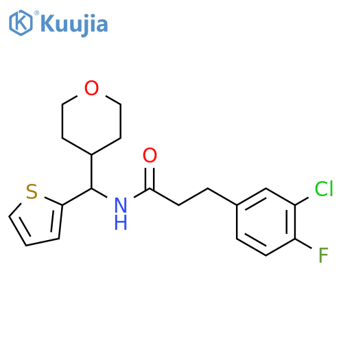 3-(3-chloro-4-fluorophenyl)-N-[(oxan-4-yl)(thiophen-2-yl)methyl]propanamide structure