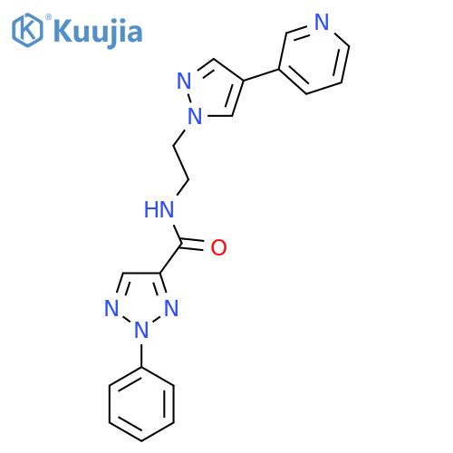 2-phenyl-N-{2-4-(pyridin-3-yl)-1H-pyrazol-1-ylethyl}-2H-1,2,3-triazole-4-carboxamide structure
