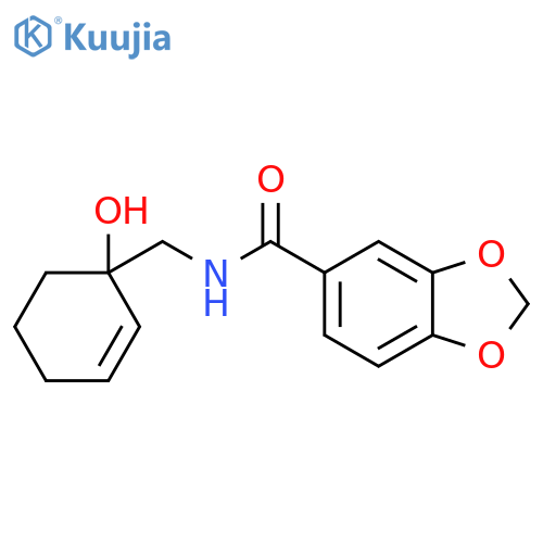 N-[(1-hydroxycyclohex-2-en-1-yl)methyl]-2H-1,3-benzodioxole-5-carboxamide structure