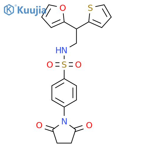 4-(2,5-dioxopyrrolidin-1-yl)-N-2-(furan-2-yl)-2-(thiophen-2-yl)ethylbenzene-1-sulfonamide structure