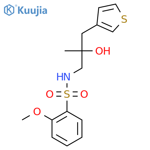 N-{2-hydroxy-2-[(thiophen-3-yl)methyl]propyl}-2-methoxybenzene-1-sulfonamide structure