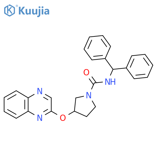 N-(diphenylmethyl)-3-(quinoxalin-2-yloxy)pyrrolidine-1-carboxamide structure