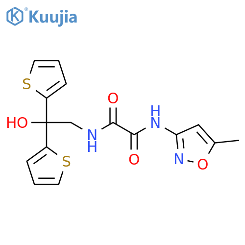N'-[2-hydroxy-2,2-bis(thiophen-2-yl)ethyl]-N-(5-methyl-1,2-oxazol-3-yl)ethanediamide structure