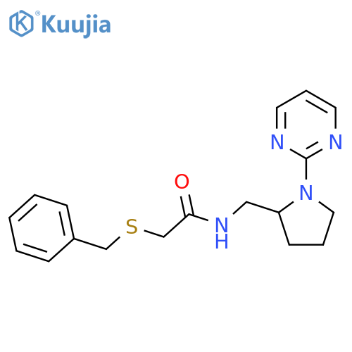 2-(benzylsulfanyl)-N-{[1-(pyrimidin-2-yl)pyrrolidin-2-yl]methyl}acetamide structure
