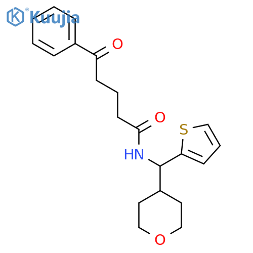 N-[(oxan-4-yl)(thiophen-2-yl)methyl]-5-oxo-5-phenylpentanamide structure