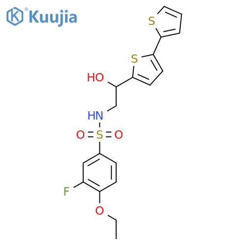 N-(2-{2,2'-bithiophene-5-yl}-2-hydroxyethyl)-4-ethoxy-3-fluorobenzene-1-sulfonamide structure