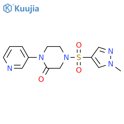 4-[(1-methyl-1H-pyrazol-4-yl)sulfonyl]-1-(pyridin-3-yl)piperazin-2-one structure