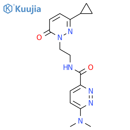 N-2-(3-cyclopropyl-6-oxo-1,6-dihydropyridazin-1-yl)ethyl-6-(dimethylamino)pyridazine-3-carboxamide structure
