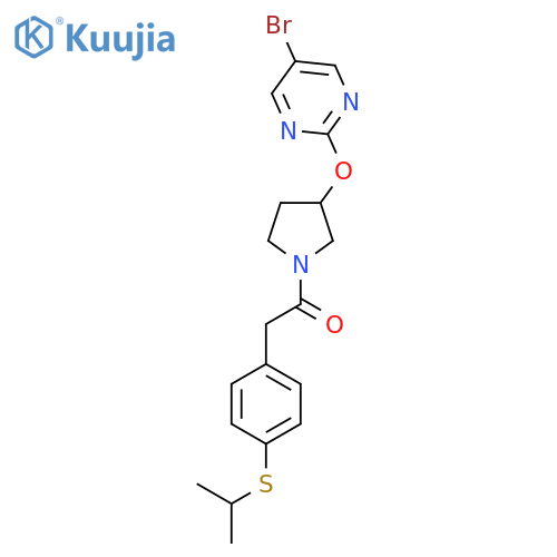 1-{3-[(5-Bromopyrimidin-2-yl)oxy]pyrrolidin-1-yl}-2-[4-(propan-2-ylsulfanyl)phenyl]ethan-1-one structure