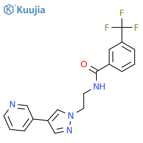 N-{2-4-(pyridin-3-yl)-1H-pyrazol-1-ylethyl}-3-(trifluoromethyl)benzamide structure