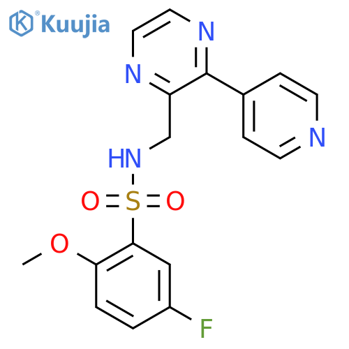 5-fluoro-2-methoxy-N-{[3-(pyridin-4-yl)pyrazin-2-yl]methyl}benzene-1-sulfonamide structure
