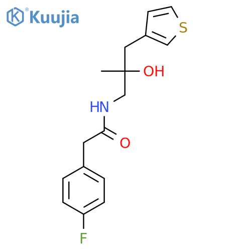 2-(4-fluorophenyl)-N-{2-hydroxy-2-[(thiophen-3-yl)methyl]propyl}acetamide structure