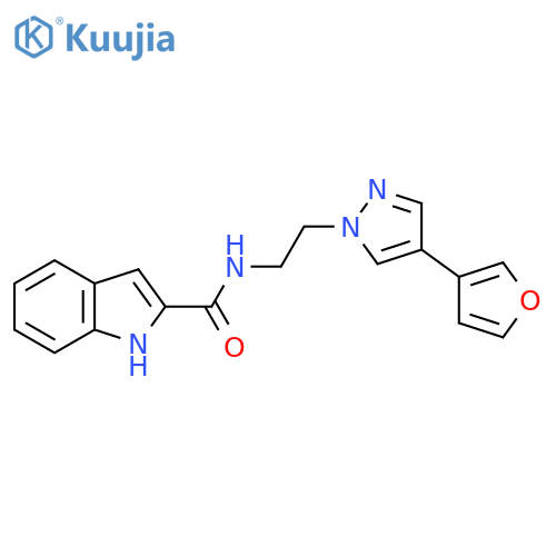 N-{2-4-(furan-3-yl)-1H-pyrazol-1-ylethyl}-1H-indole-2-carboxamide structure