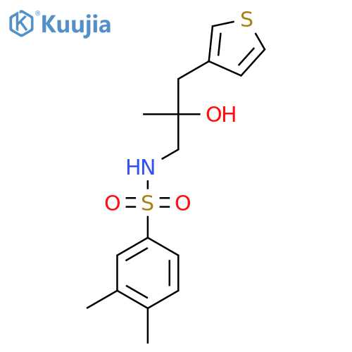 N-{2-hydroxy-2-[(thiophen-3-yl)methyl]propyl}-3,4-dimethylbenzene-1-sulfonamide structure