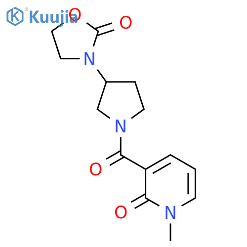 1-Methyl-3-[3-(2-oxo-1,3-oxazolidin-3-yl)pyrrolidine-1-carbonyl]-1,2-dihydropyridin-2-one structure