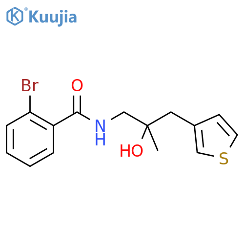 2-bromo-N-{2-hydroxy-2-[(thiophen-3-yl)methyl]propyl}benzamide structure