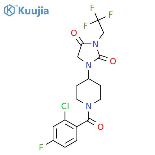 1-1-(2-chloro-4-fluorobenzoyl)piperidin-4-yl-3-(2,2,2-trifluoroethyl)imidazolidine-2,4-dione structure
