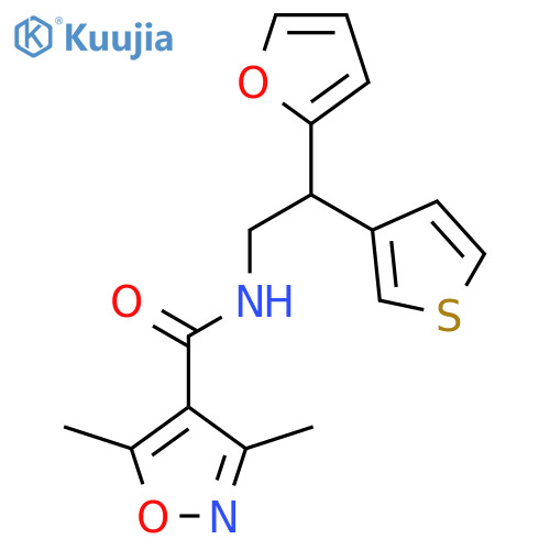 N-2-(furan-2-yl)-2-(thiophen-3-yl)ethyl-3,5-dimethyl-1,2-oxazole-4-carboxamide structure