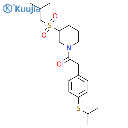 1-3-(2-methylpropanesulfonyl)piperidin-1-yl-2-4-(propan-2-ylsulfanyl)phenylethan-1-one structure