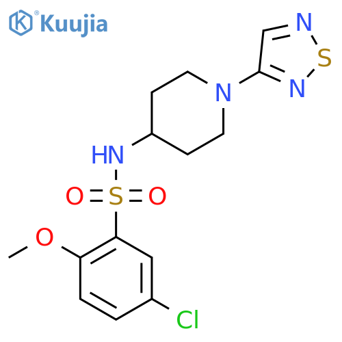 5-chloro-2-methoxy-N-1-(1,2,5-thiadiazol-3-yl)piperidin-4-ylbenzene-1-sulfonamide structure