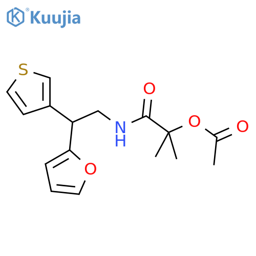 1-{2-(furan-2-yl)-2-(thiophen-3-yl)ethylcarbamoyl}-1-methylethyl acetate structure