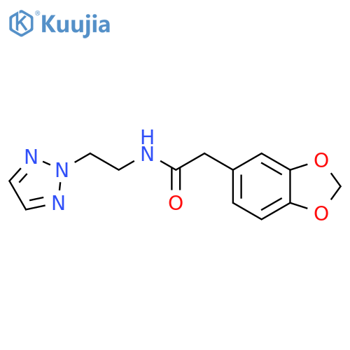 2-(2H-1,3-benzodioxol-5-yl)-N-2-(2H-1,2,3-triazol-2-yl)ethylacetamide structure