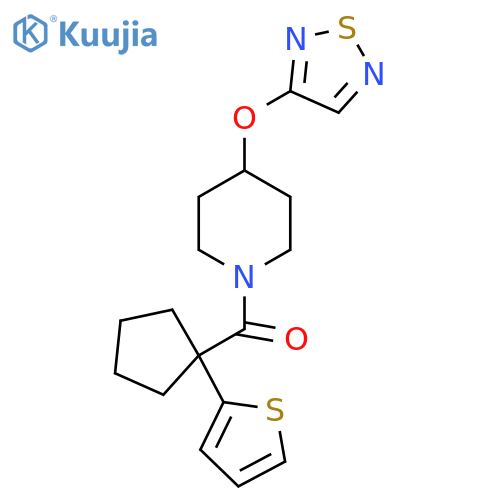 4-(1,2,5-Thiadiazol-3-yloxy)-1-[1-(thiophen-2-yl)cyclopentanecarbonyl]piperidine structure