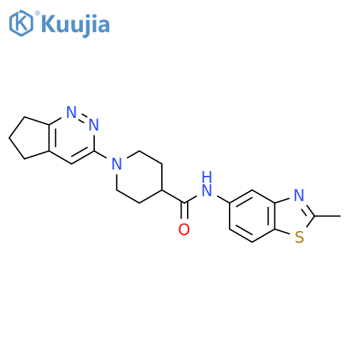 1-{5H,6H,7H-cyclopenta[c]pyridazin-3-yl}-N-(2-methyl-1,3-benzothiazol-5-yl)piperidine-4-carboxamide structure