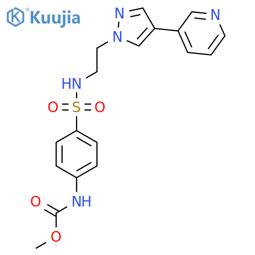 methyl N-4-({2-4-(pyridin-3-yl)-1H-pyrazol-1-ylethyl}sulfamoyl)phenylcarbamate structure