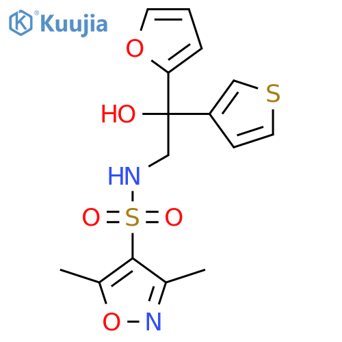 N-2-(furan-2-yl)-2-hydroxy-2-(thiophen-3-yl)ethyl-3,5-dimethyl-1,2-oxazole-4-sulfonamide structure