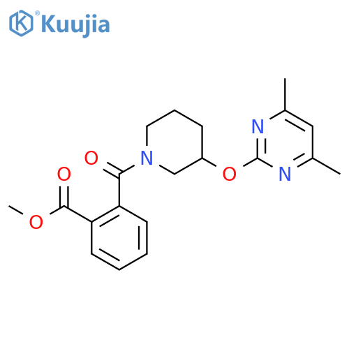 methyl 2-{3-[(4,6-dimethylpyrimidin-2-yl)oxy]piperidine-1-carbonyl}benzoate structure