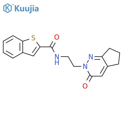 N-(2-{3-oxo-2H,3H,5H,6H,7H-cyclopentacpyridazin-2-yl}ethyl)-1-benzothiophene-2-carboxamide structure