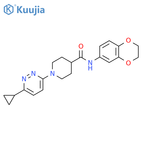 1-(6-cyclopropylpyridazin-3-yl)-N-(2,3-dihydro-1,4-benzodioxin-6-yl)piperidine-4-carboxamide structure