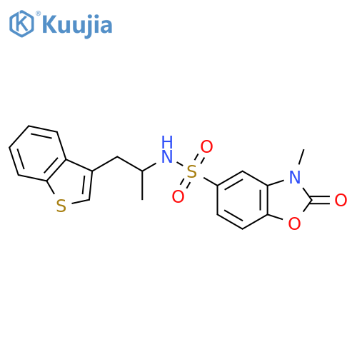 N-[1-(1-benzothiophen-3-yl)propan-2-yl]-3-methyl-2-oxo-2,3-dihydro-1,3-benzoxazole-5-sulfonamide structure