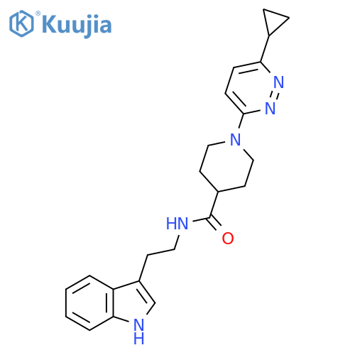 1-(6-cyclopropylpyridazin-3-yl)-N-[2-(1H-indol-3-yl)ethyl]piperidine-4-carboxamide structure
