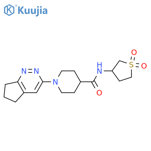 1-{5H,6H,7H-cyclopenta[c]pyridazin-3-yl}-N-(1,1-dioxo-1lambda6-thiolan-3-yl)piperidine-4-carboxamide structure