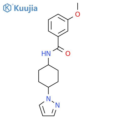 3-methoxy-N-[4-(1H-pyrazol-1-yl)cyclohexyl]benzamide structure