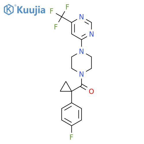 4-{4-[1-(4-Fluorophenyl)cyclopropanecarbonyl]piperazin-1-yl}-6-(trifluoromethyl)pyrimidine structure