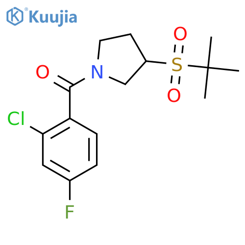1-(2-chloro-4-fluorobenzoyl)-3-(2-methylpropane-2-sulfonyl)pyrrolidine structure