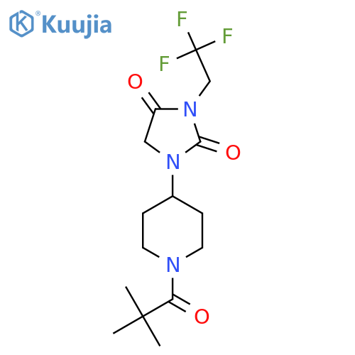 1-1-(2,2-dimethylpropanoyl)piperidin-4-yl-3-(2,2,2-trifluoroethyl)imidazolidine-2,4-dione structure