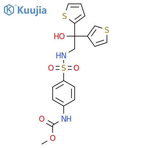 methyl N-(4-{2-hydroxy-2-(thiophen-2-yl)-2-(thiophen-3-yl)ethylsulfamoyl}phenyl)carbamate structure