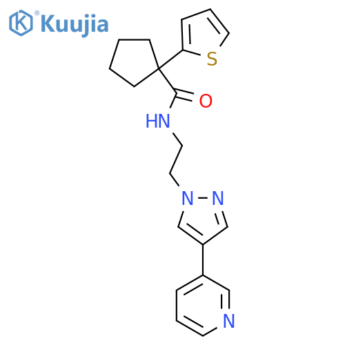 N-{2-4-(pyridin-3-yl)-1H-pyrazol-1-ylethyl}-1-(thiophen-2-yl)cyclopentane-1-carboxamide structure