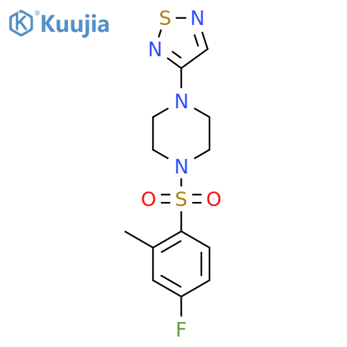 1-(4-fluoro-2-methylbenzenesulfonyl)-4-(1,2,5-thiadiazol-3-yl)piperazine structure