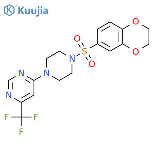 4-[4-(2,3-Dihydro-1,4-benzodioxine-6-sulfonyl)piperazin-1-yl]-6-(trifluoromethyl)pyrimidine structure