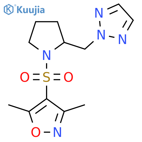 2-({1-(3,5-dimethyl-1,2-oxazol-4-yl)sulfonylpyrrolidin-2-yl}methyl)-2H-1,2,3-triazole structure