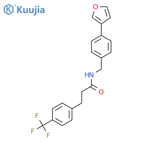 N-{4-(furan-3-yl)phenylmethyl}-3-4-(trifluoromethyl)phenylpropanamide structure