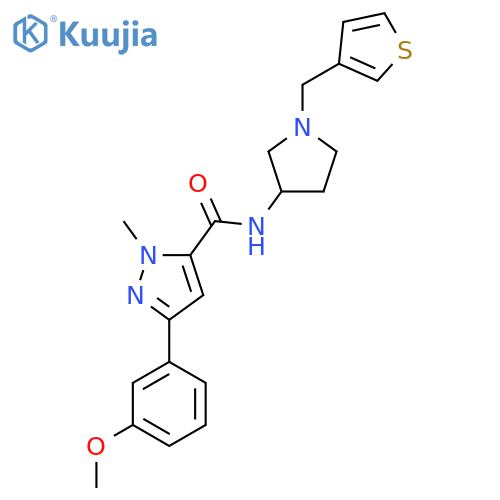 3-(3-methoxyphenyl)-1-methyl-N-{1-[(thiophen-3-yl)methyl]pyrrolidin-3-yl}-1H-pyrazole-5-carboxamide structure
