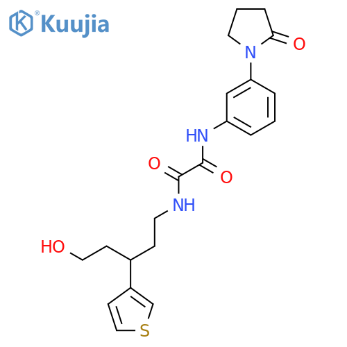 N-[5-hydroxy-3-(thiophen-3-yl)pentyl]-N'-[3-(2-oxopyrrolidin-1-yl)phenyl]ethanediamide structure
