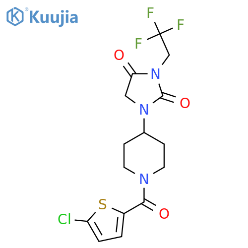 1-1-(5-chlorothiophene-2-carbonyl)piperidin-4-yl-3-(2,2,2-trifluoroethyl)imidazolidine-2,4-dione structure