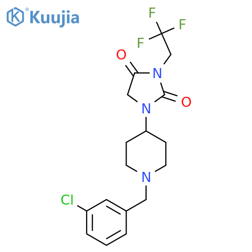 1-{1-(3-chlorophenyl)methylpiperidin-4-yl}-3-(2,2,2-trifluoroethyl)imidazolidine-2,4-dione structure